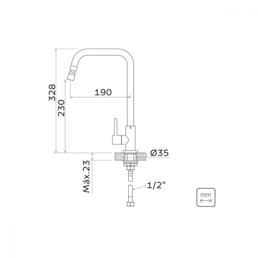 Torneira Para Cozinha De Mesa Angolare Bica Alta Cromada Tramontina - Imagem principal - 45648cf9-ebe1-4cf1-ad5e-23f3524dd705