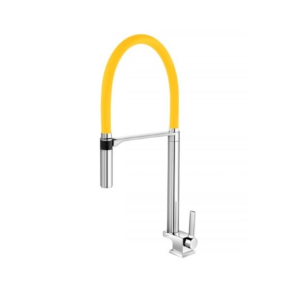 Torneira Para Cozinha De Mesa Doc Bica Alta Cromada/amarelo Docol