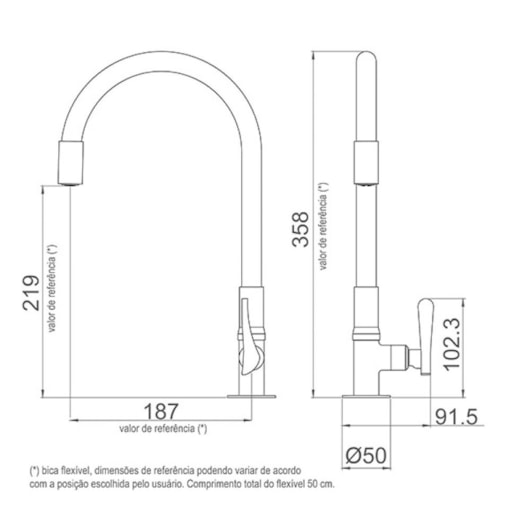 Torneira Para Cozinha De Mesa Flex Preta Cromada Lorenzetti - Imagem principal - cd44666d-a32b-4871-b64d-290cdaed83b7