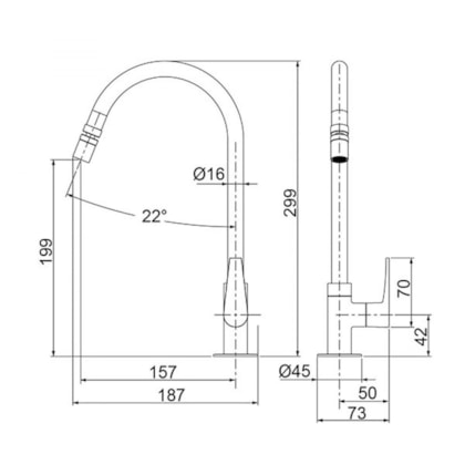 Torneira Para Cozinha De Mesa Joy Cromada 1167 C32 Lorenzetti