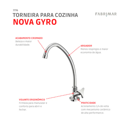 Torneira Para Cozinha De Mesa Nova Gyro Cromado Fabrimar  - Imagem principal - 9c128402-15e7-4056-86c2-e58b0e7a4241