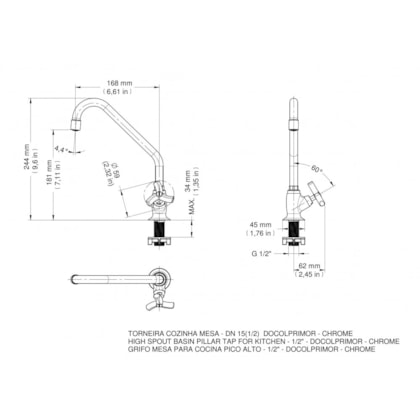Torneira Para Cozinha De Mesa Primor Cromada Docol