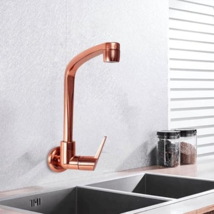Torneira Para Cozinha De Parede Flatt F71 1168 Rose Gold Lorenzetti