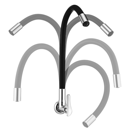 Torneira Para Cozinha De Parede Flex B27 Preta Cromada Lorenzetti - Imagem principal - ec4842b6-98d1-440e-aaa7-281afc7b13ed