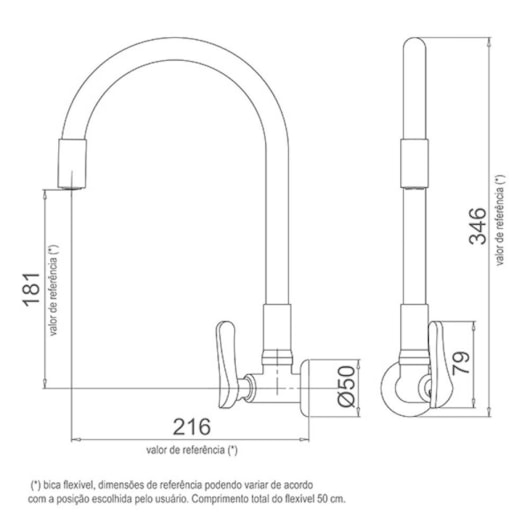 Torneira Para Cozinha De Parede Flex B27 Preta Cromada Lorenzetti - Imagem principal - 40f2ab21-81a6-40e4-bc98-0e0a4e419458
