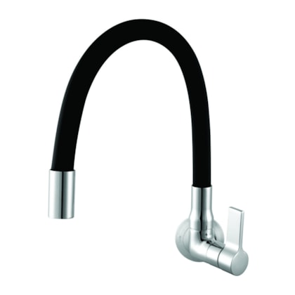 Torneira Para Cozinha De Parede Flexível 1187 C 36 Cromado Preto Meber