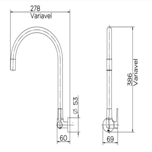 Torneira Para Cozinha De Parede Galiflex Cinza Docol - Imagem principal - 344e377c-368b-4a2d-bc3e-ea37be0dc2ec
