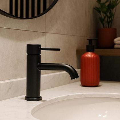 Torneira Para Lavatório Bica Baixa Black Matte Drop