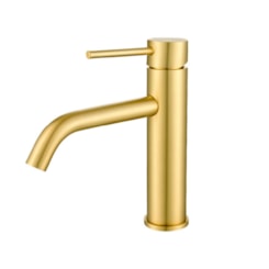 Torneira Para Lavatório Bica Baixa Dourado Escovado Drop