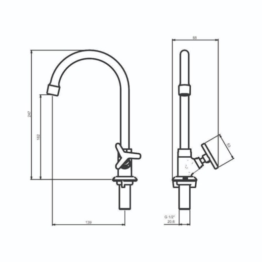 Torneira Para Lavatório De Mesa 1188 15 Bica Alta 1/4v Preto Matte Meber - Imagem principal - f0652413-3b32-473e-bd03-a69c2f218111