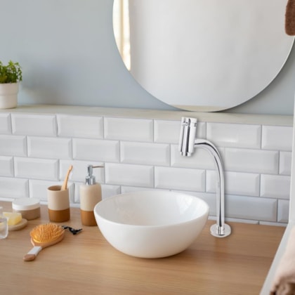 Torneira Para Lavatório De Mesa Basic Bica Alta Cromada Celite