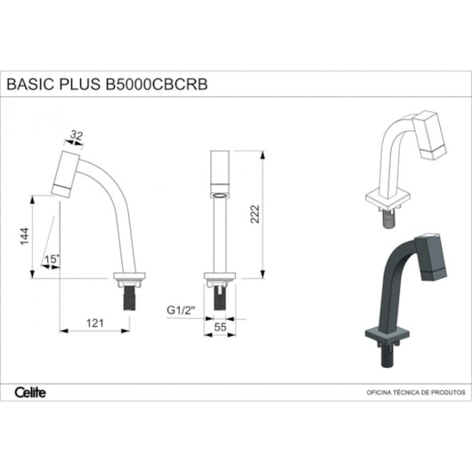 Torneira Para Lavatório De Mesa Basic Bica Baixa Cromada Celite - Imagem principal - 0e9293d4-3d17-478d-b8c6-e37c5b2636f9