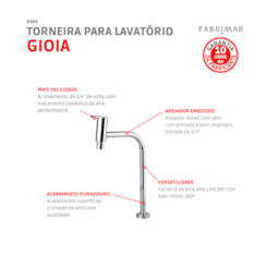 Torneira Para Lavatório De Mesa Bica Alta 90° Gioia Cromado Fabrimar 