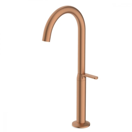 Torneira Para Lavatório De Mesa Bica Alta Design Matte Rose Gold Celite