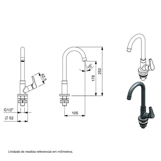 Torneira Para Lavatório De Mesa Bica Alta Like Cromada Celite - Imagem principal - 9607f361-5ef2-41b7-bb2c-f1e3abdddf6e