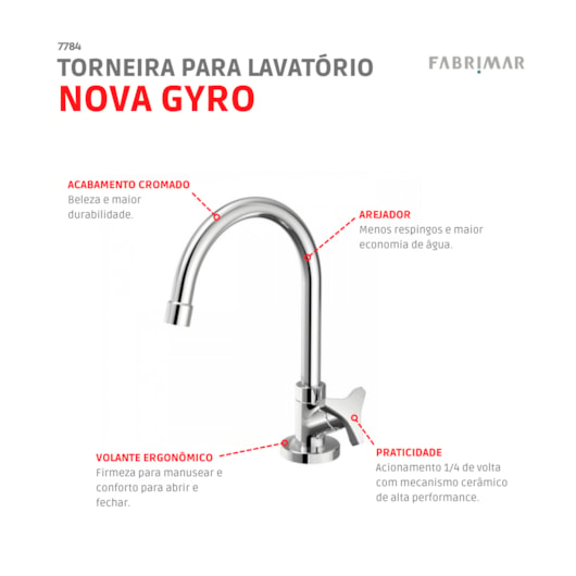 Torneira Para Lavatório De Mesa Bica Alta Nova Gyro Cromado Fabrimar  - Imagem principal - 38a68e38-0b93-4f04-87a6-63f68753c8a7