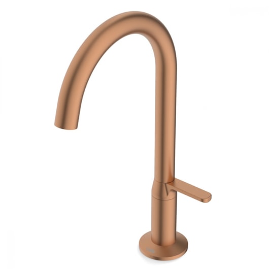 Torneira Para Lavatório De Mesa Bica Baixa Design Matte Rose Gold Celite - Imagem principal - 50917403-6cbb-43ec-ad1a-9f4ae6daace1