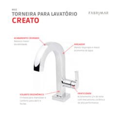 Torneira Para Lavatório De Mesa Cromado Creato Cromado Fabrimar