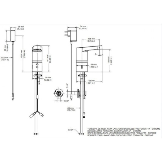 Torneira Para Lavatório De Mesa Eletric Formatta Cromada Docol - Imagem principal - f7255789-0fee-424a-a6b2-4089f7062320