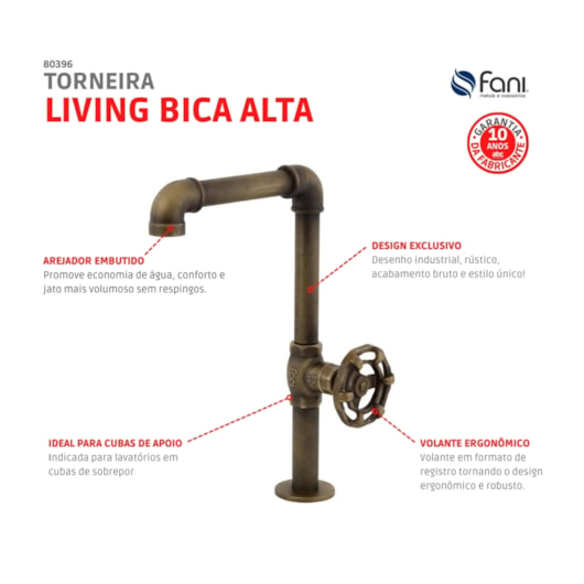 Torneira Para Lavatório De Mesa Living Bica Alta Bruto Fani  - Imagem principal - b9058ce6-85ef-479f-9347-00d01fe961f5