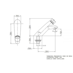 Torneira Para Lavatório De Mesa Pressmatic Bica Baixa Inox Escovado Docol