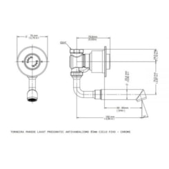 Torneira Para Lavatório De Parede 85mm Com Ciclo Fixo Pressmatic Antivandalismo Cromada Docol