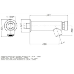 Torneira Para Lavatório De Parede Automática Temporizada Pressmatic Leed Cromada Docol