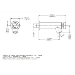 Torneira Para Lavatório De Parede Com Ciclo Fixo Pressmatic Cromada Docol