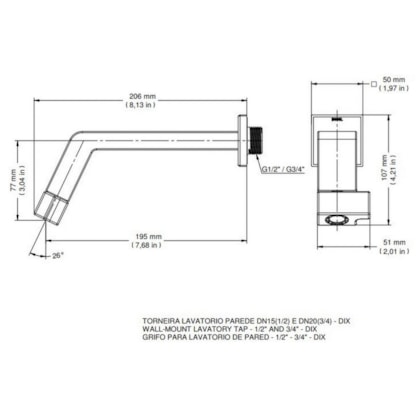 Torneira Para Lavatório De Parede Dix Cromada Docol
