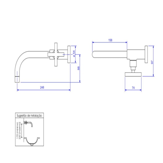 Torneira Para Lavatório De Parede Duna Clássica Black Matte Deca - Imagem principal - c3ac6a46-1893-4921-8e50-a8214f5452a9