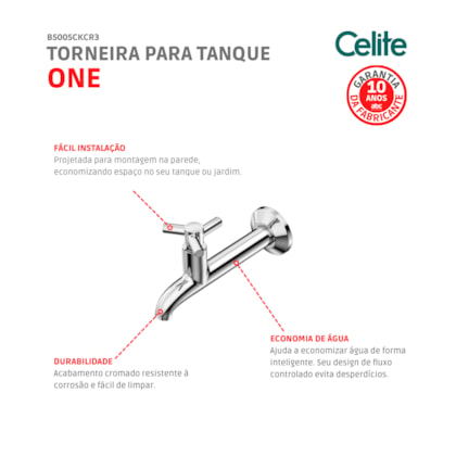 Torneira Para Tanque De Parede One Cromada Celite