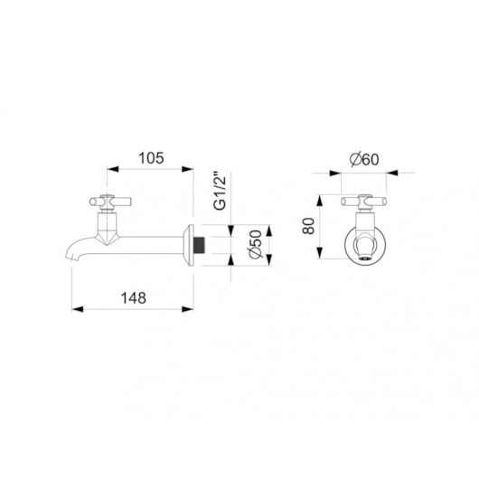 Torneira Para Tanque De Parede One Cromada Celite - Imagem principal - c4d2fc89-9785-4869-a6eb-55d4ae27c5ea