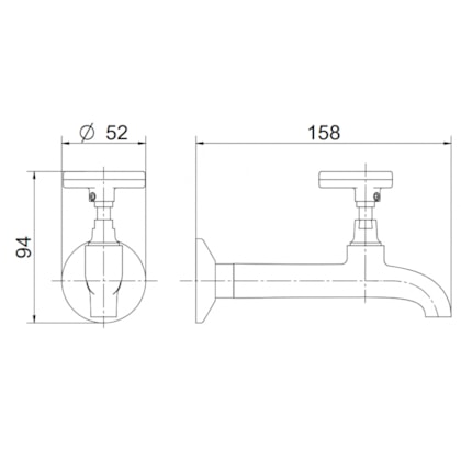 Torneira Para Tanque De Parede Trio Cromada Docol