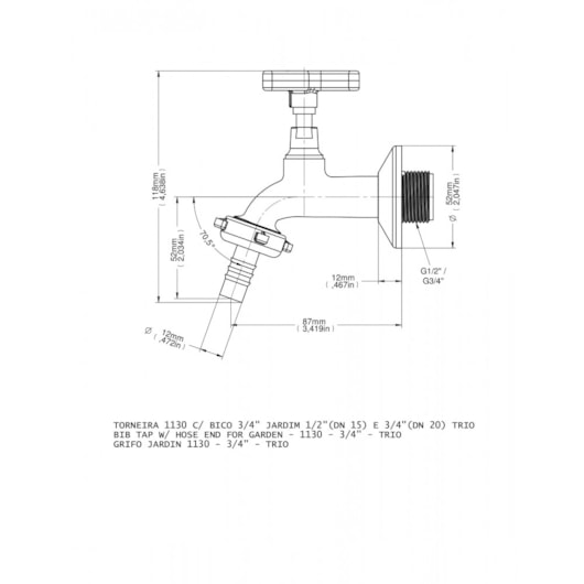 Torneira Para Tanque E Jardim De Parede Trio 1130 Cromada Docol - Imagem principal - d38e449f-5248-4006-9aa7-8cef1de71037