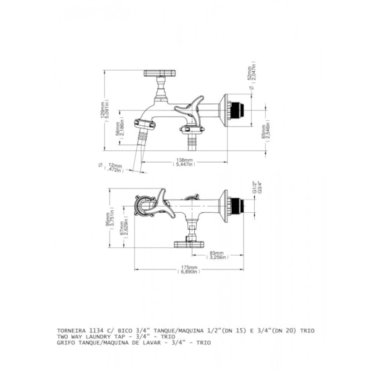 Torneira Para Tanque E Máquina De Lavar De Parede Trio 1134 Cromada Docol - Imagem principal - 8eece86b-02f9-48a7-8905-bfcc90f435a9