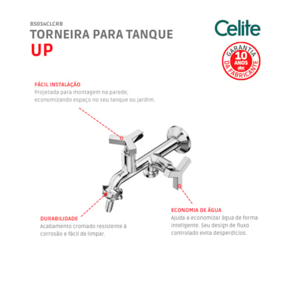 Torneira Para Tanque E Máquina De Lavar De Parede Up 1131 Cromada Celite