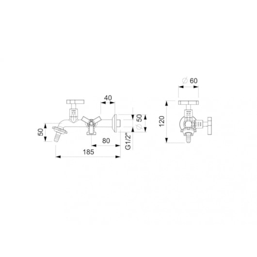 Torneira Para Tanque E Máquina De Lavar De Parede Up 1131 Cromada Celite - Imagem principal - 3164c71e-67e5-4d87-9450-c4648fd2c382