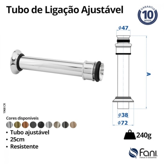 Tubo De Ligação Ajustável 27cm Rosso Vecchio Fani Metais - Imagem principal - f9bd743f-ee53-41ba-8ab8-774181f303d2