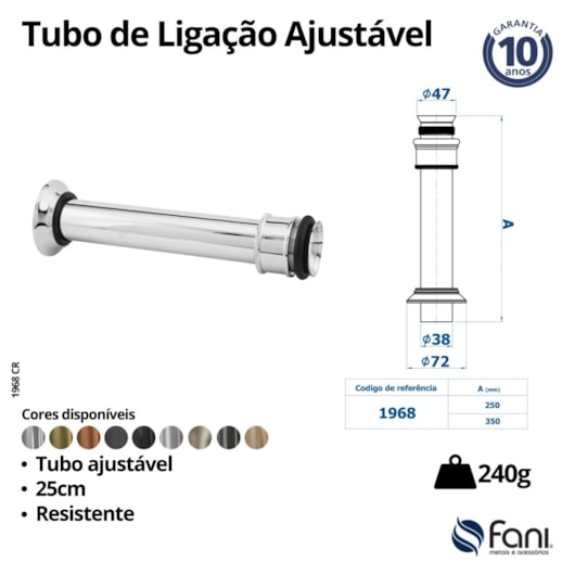 Tubo de Ligação Ajustável Preto Fosco 1968 BK 25cm DN 40 1.1/2 Fani - Imagem principal - 49206794-2ba3-4c3e-8d96-d6f1c7eda459