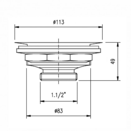 Válvula De Escoamento Para Cozinha 4.1/2 X1.1/2  Com Cesta Metal Roca