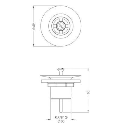 Válvula De Escoamento Para Lavatório 7/8 Universal com Tampa Plástica Cromado Roca