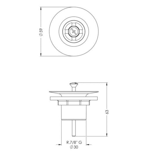 Válvula De Escoamento Para Lavatório 7/8 Universal com Tampa Plástica Cromado Roca - Imagem principal - ba0c475b-e667-494c-a1d4-055aa791d1e8