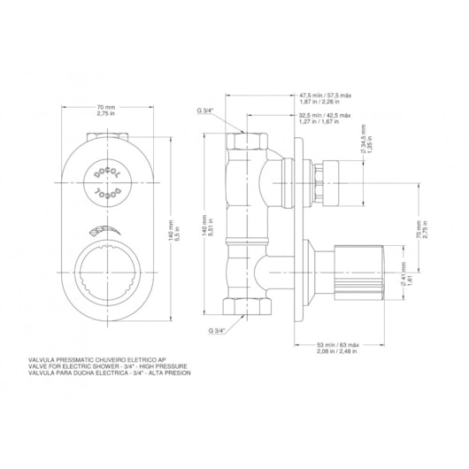 Válvula Para Chuveiro Elétrico Baixa Pressão Pressmatic Docol - Imagem principal - 1fcedbb1-8c23-4757-bb4d-7116a45f187a