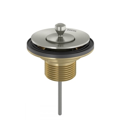 Válvula Para Lavatório Universal Com Tampa De Metal Níquel Escovado Docol