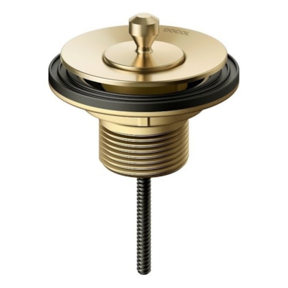 Válvula Para Lavatório Universal Com Tampa De Metal Ouro Polido Docol