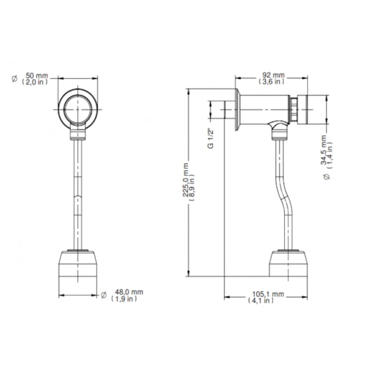 Válvula Para Mictório Pressmatic Compact 1/2 3/4 Docol 20cm - Imagem principal - 375e0dd3-0c8e-4ccb-a6ba-bf77044272b6