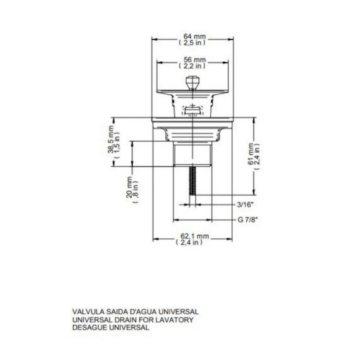 Válvula Universal Arte Com Tampa De Metal 1