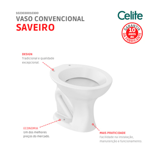 Vaso Convencional Saveiro Branco Celite - Imagem principal - 7190f4a5-8229-4071-a41f-0c6e9426f960