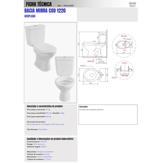 Vaso Para Caixa Acoplada Mirra Branco Hervy - Imagem principal - f7e3953b-2cc0-47d9-b96f-52e42a3e4832