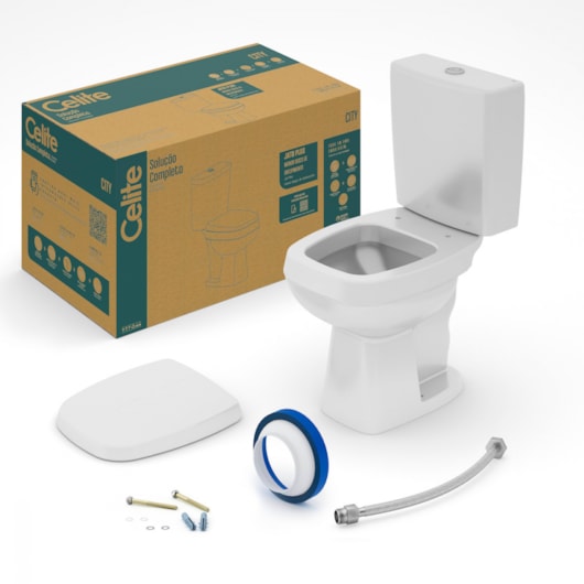 Vaso Sanitário Com Caixa Acoplada E Acessórios City Cinza Prata Celite - Imagem principal - ba4f461a-ce1b-469c-907c-fb45f948583b